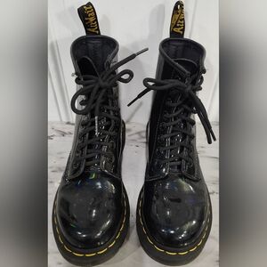 Dr. Martens 1460 Rainbow black patent leather lace up boots women's size…